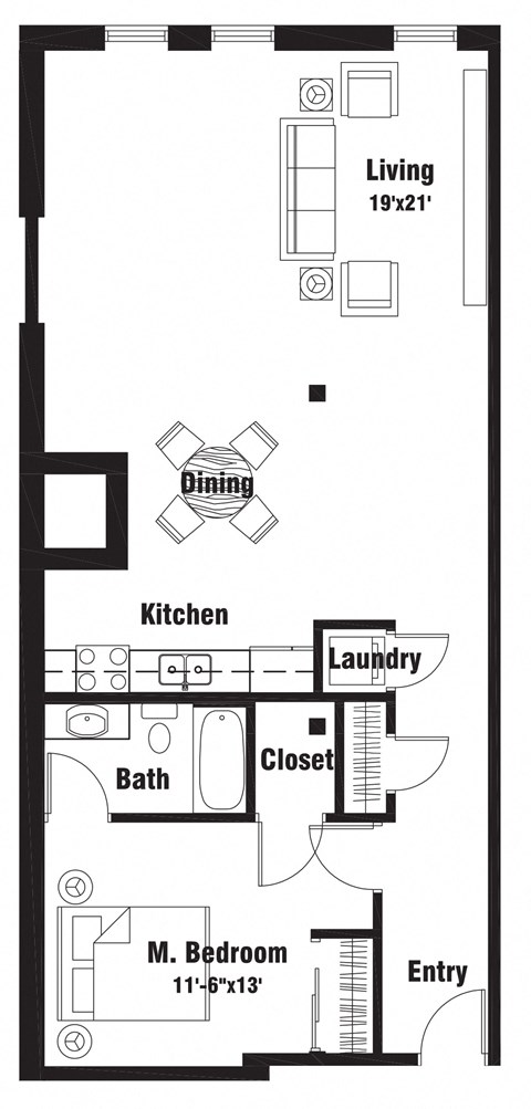 A13 Floor Plan at Riverpoint Lofts, Des Moines, 50309  